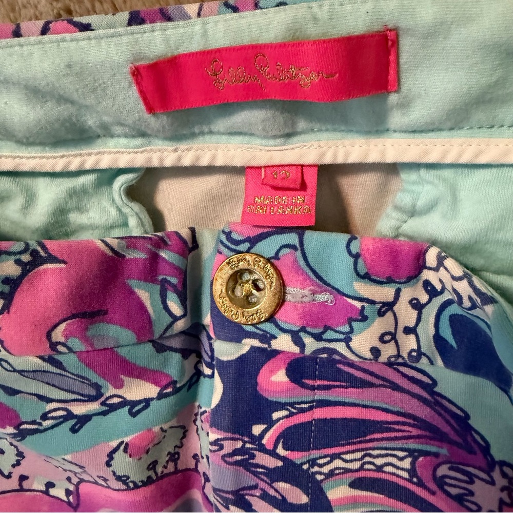 Lilly Pulitzer Buttercup Knit Shorts mermaids call size 12 - Picture 3 of 6